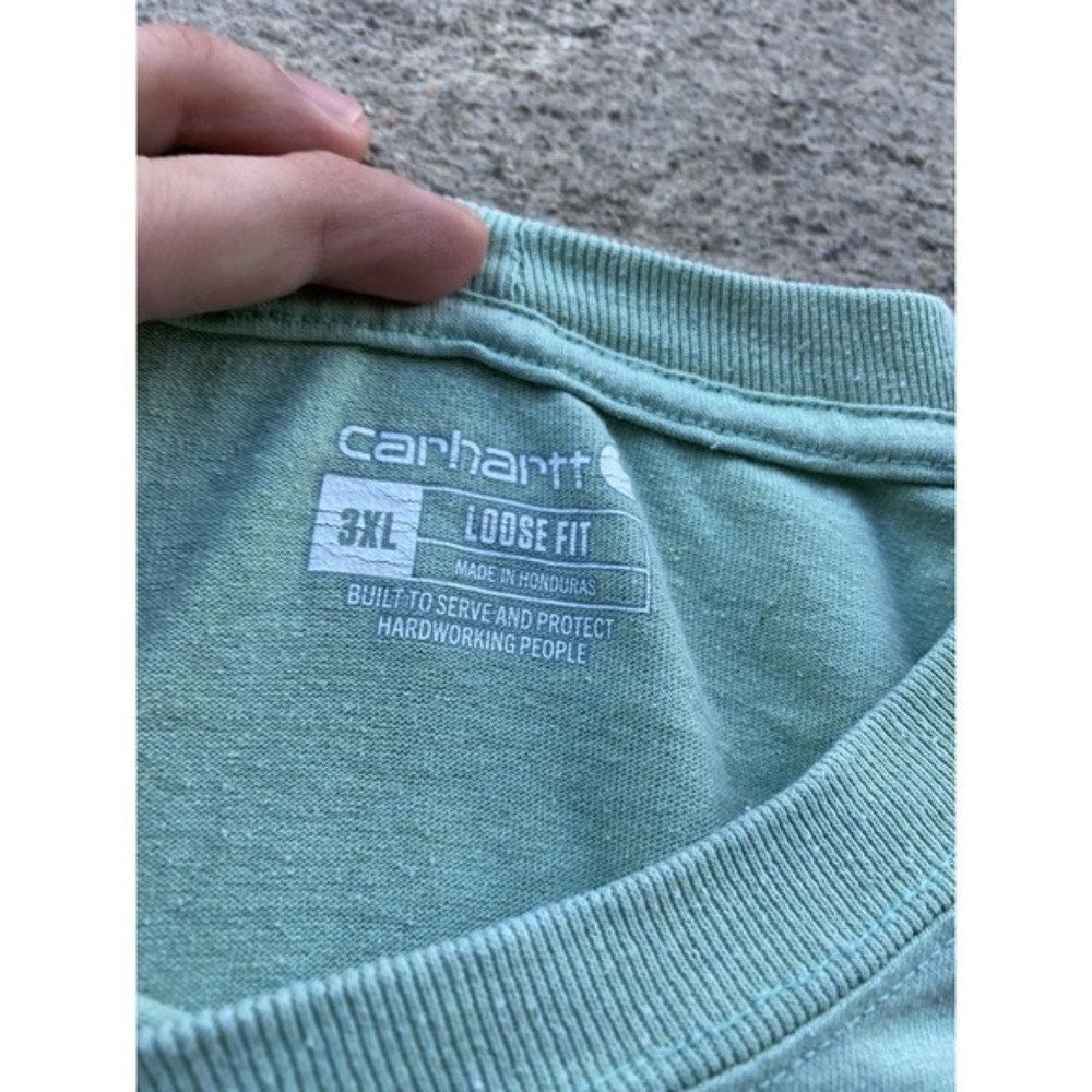 VTG Carhartt Shirt Mens 3XL Green Loose Fit Pocket Tee Workwear Tagless Crewneck - Picture 8 of 12